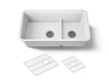 KOHLER K-27786 Cairn Smart Divide 33-1/2" undermount double-bowl kitchen sink, matte white