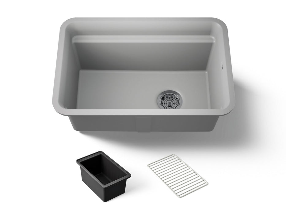 KOHLER K-27787 Cairn 27-1/2" undermount single-bowl utility sink, matte grey