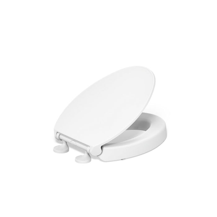 KOHLER K-27930 Border Elevated Quiet-Close™ Elongated Toilet Seat, White - 3/4 view of product