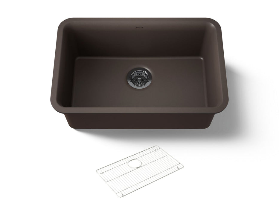 KOHLER K-28000 Cairn 27-1/2" undermount single-bowl kitchen sink, matte brown