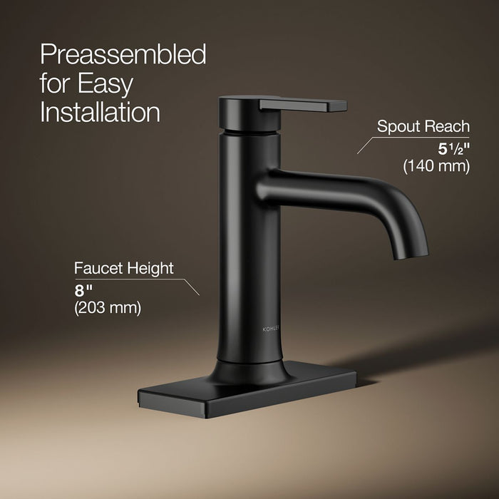 KOHLER K-28126-4 Venza Single-handle bathroom sink faucet, 1.2 gpm, matte black - view 3