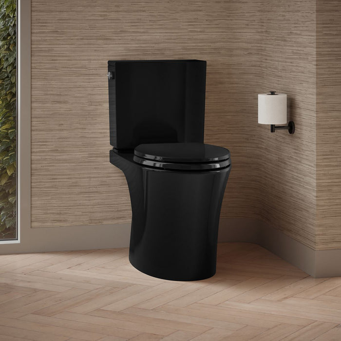 KOHLER K-28161 Veil Two-piece elongated toilet with skirted trapway, 1.28 gpf - Black Black