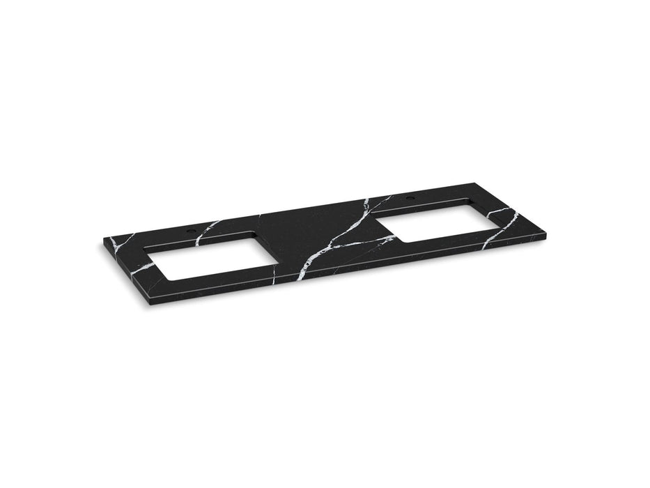 KOHLER K-28255 Silestone 61" quartz vanity top with two rectangular cutouts, eternal marquina