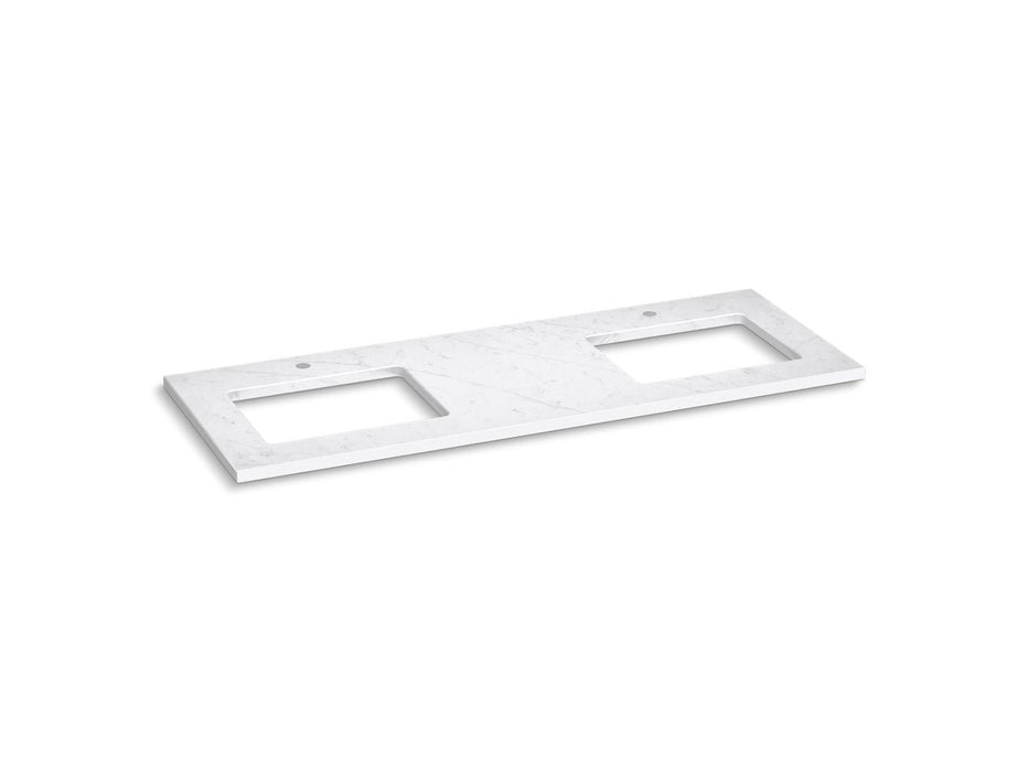 KOHLER K-28255 Silestone 61" quartz vanity top with two rectangular cutouts, eternal statuario