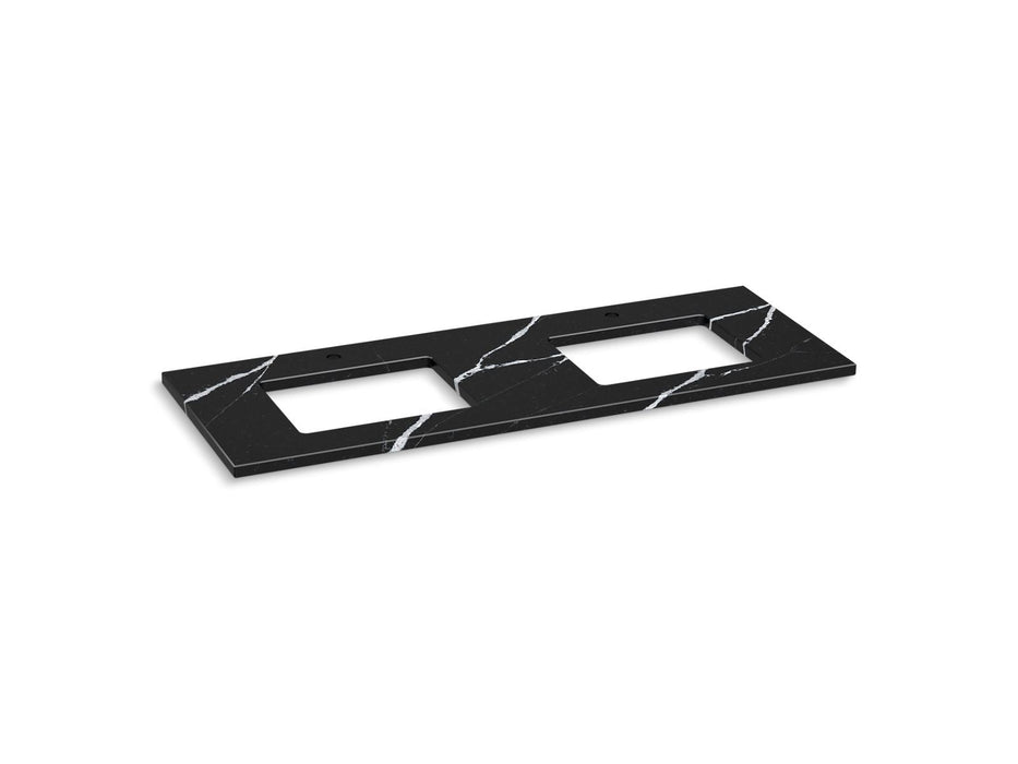 KOHLER K-28258 Silestone 61" quartz vanity top with two rectangular cutouts, eternal marquina