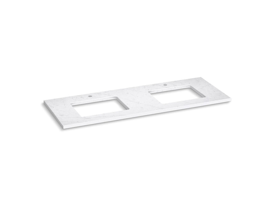 KOHLER K-28258 Silestone 61" quartz vanity top with two rectangular cutouts, eternal statuario