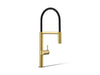 KOHLER K-28267 Components Semi-professional kitchen sink faucet with two-function sprayhead, vibrant brushed moderne brass
