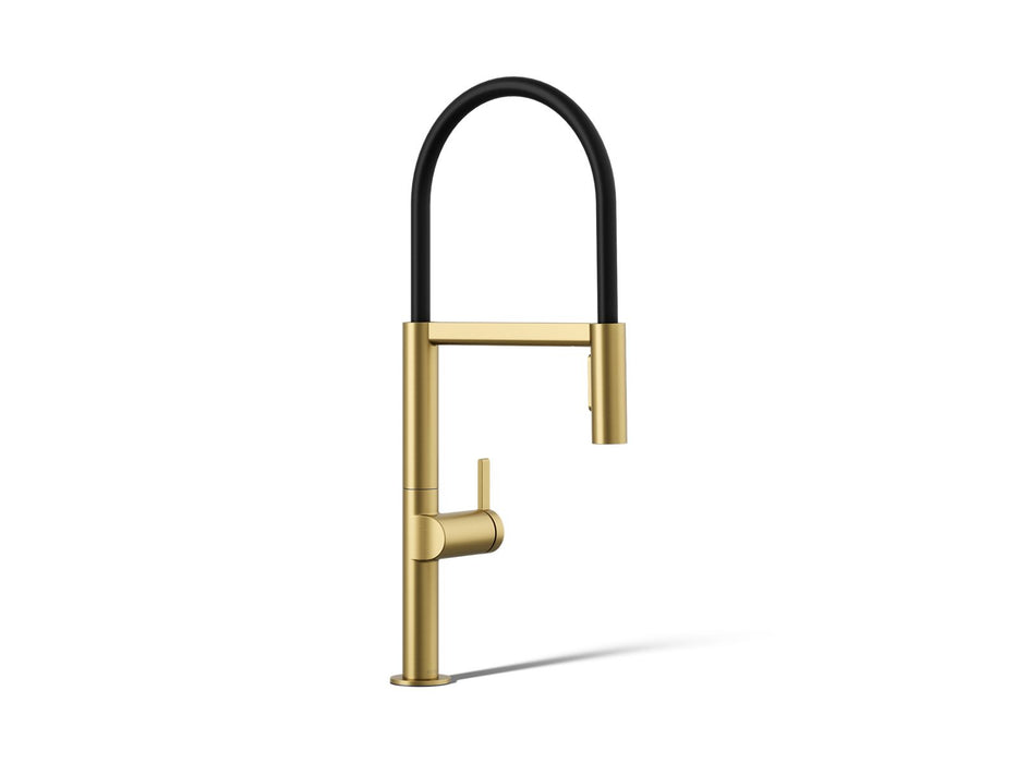 KOHLER K-28267 Components Semi-professional kitchen sink faucet with two-function sprayhead, vibrant brushed moderne brass