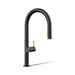 KOHLER K-28268 Components Pull-down kitchen sink faucet with two-function sprayhead, matte black with brushed moderne...