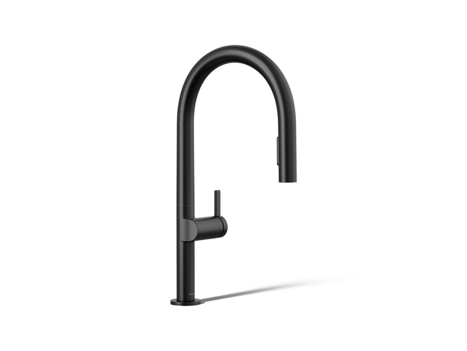 KOHLER K-28268 Components Pull-down kitchen sink faucet with two-function sprayhead, matte black