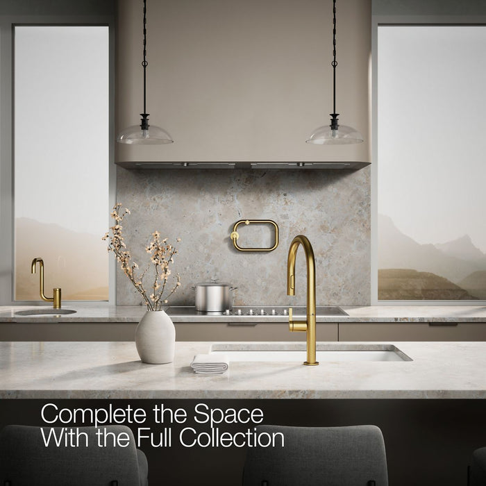 KOHLER K-28268 Components Pull-down kitchen sink faucet with two-function sprayhead, vibrant brushed moderne brass - view 2
