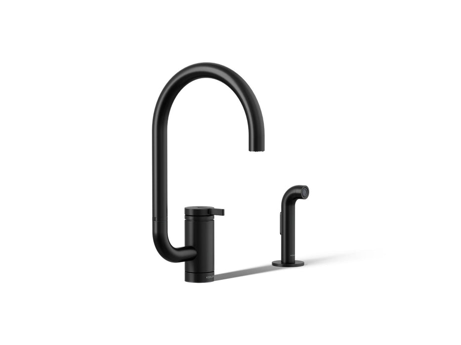 KOHLER K-28272 Components Single-handle kitchen sink faucet with two-function extended-reach spout and side sprayer,...