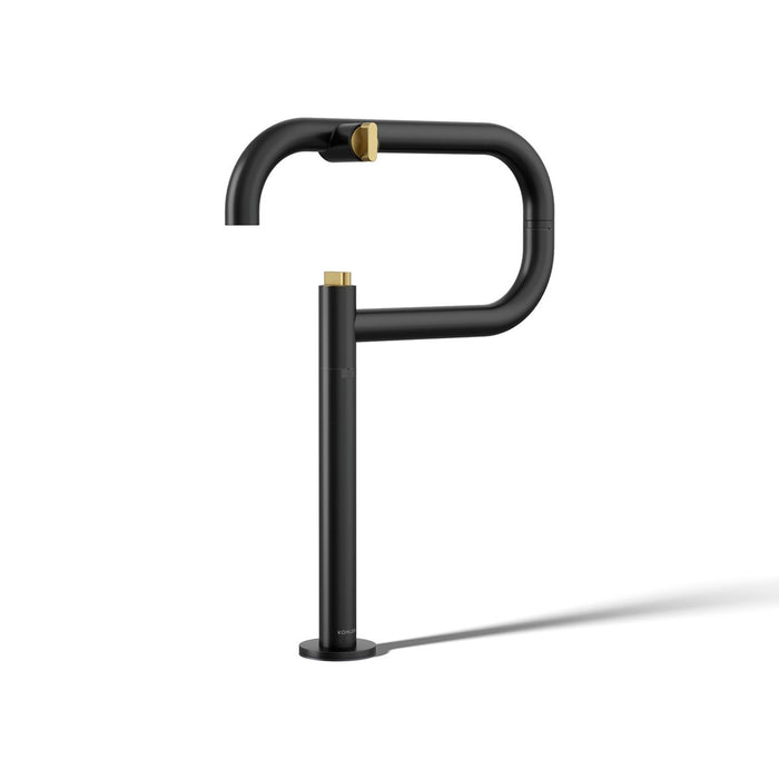 KOHLER K-28275 Components Deck-mount Pot Filler, matte black with brushed moderne brass - view 3