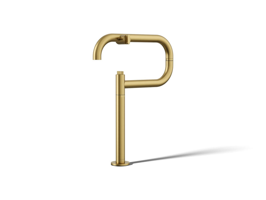 KOHLER K-28275 Components Deck-mount Pot Filler, vibrant brushed moderne brass