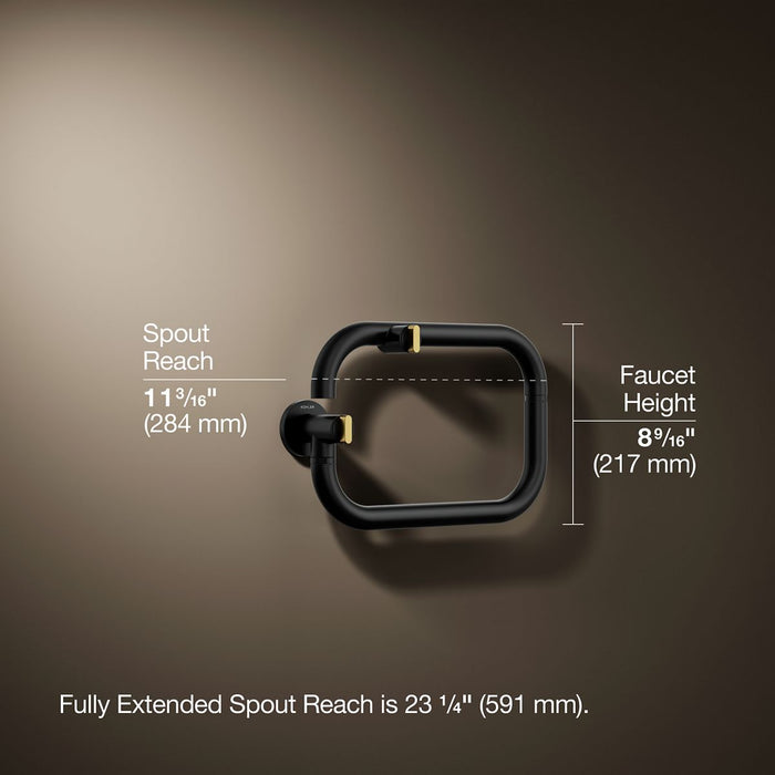 KOHLER K-28276 Components Wall-mount pot filler, matte black with brushed moderne brass - view 4