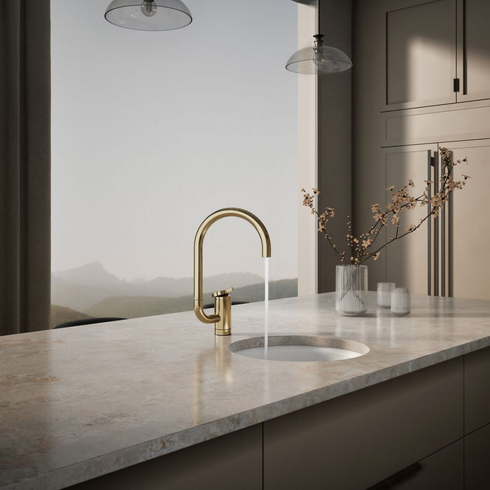 KOHLER K-28277 Components Single-handle bar sink faucet with two-function extended-reach spout, vibrant french gold - view 2
