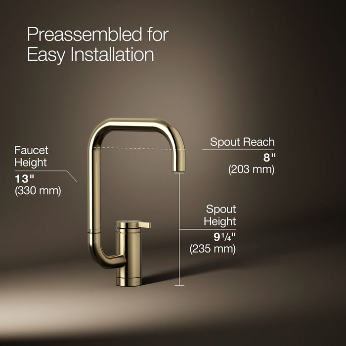 KOHLER K-28290 Components Single-handle bar sink faucet with two-function extended-reach spout
