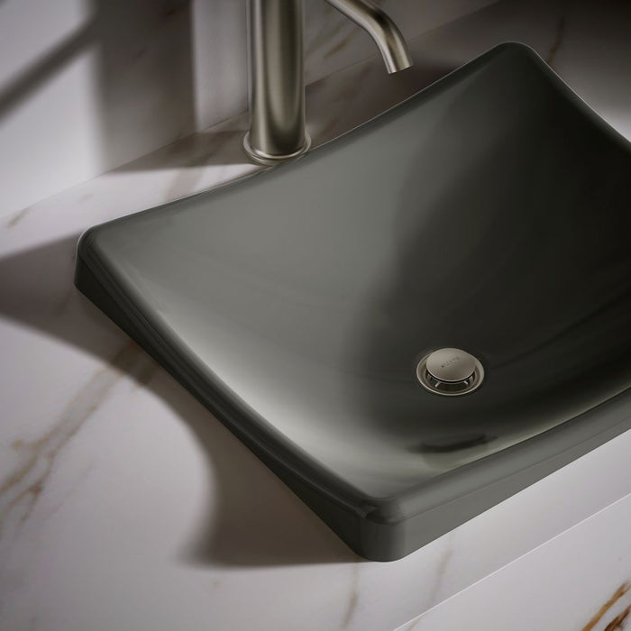 KOHLER K-2833 DemiLav 18-1/4" rectangular vessel bathroom sink, no overflow, thunder grey - view 2