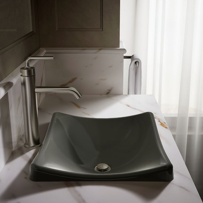 KOHLER K-2833 DemiLav 18-1/4" rectangular vessel bathroom sink, no overflow, thunder grey - view 3