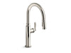 KOHLER K-28358 Edalyn by Studio McGee Pull-down kitchen sink faucet with three-function sprayhead, vibrant polished nickel