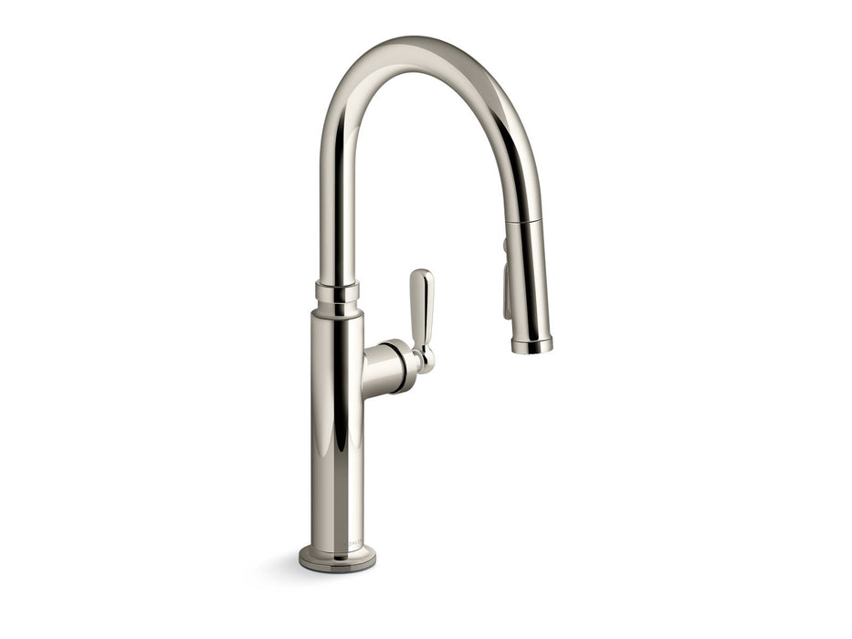 KOHLER K-28358 Edalyn by Studio McGee Pull-down kitchen sink faucet with three-function sprayhead, vibrant polished nickel