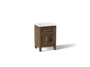 KOHLER K-28379-ASB Quo 24" Bathroom Vanity Cabinet with Sink and Quartz Top, Draper Oak - 3/4 view of product