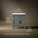 3/4 view of product with dimensions