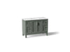 KOHLER K-28383-ASB Quo 48" Bathroom Vanity Cabinet with Sink and Quartz Top, Umbral Green - 3/4 view of product