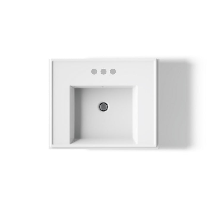 KOHLER K-2844-4 Tresham 24" Square Pedestal Bathroom Sink, White - top view of product