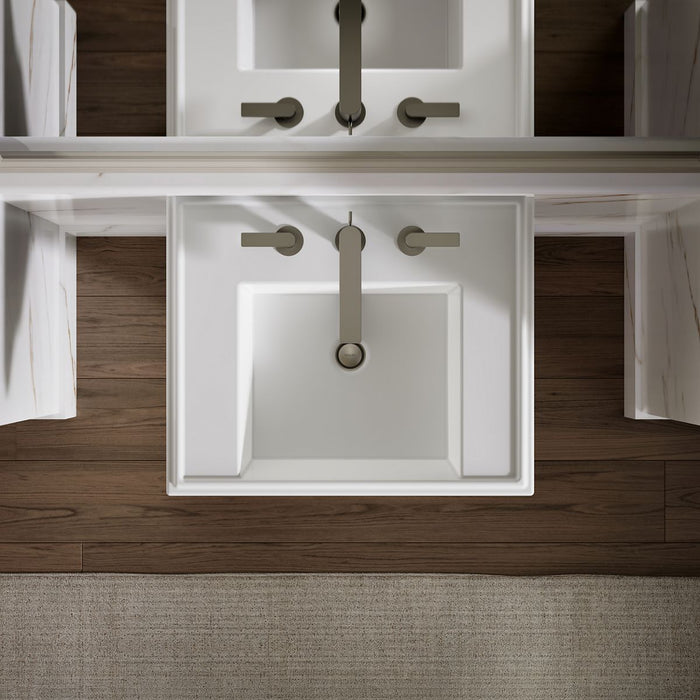 KOHLER K-2844-8 Tresham 24" Square Pedestal Bathroom Sink, White - View of products in room from above