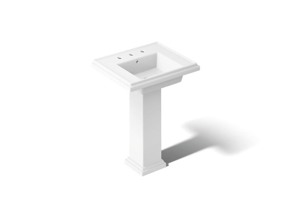 KOHLER K-2844-8 Tresham 24" Square Pedestal Bathroom Sink, white