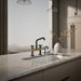 KOHLER K-28665-3 Billet Two-hole bridge kitchen sink faucet with side sprayer, matte black with brushed moderne brass -...