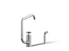 KOHLER K-28667-3 Billet Single-handle bar sink faucet with two-function extended-reach spout and side sprayer, polished...