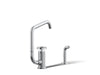 KOHLER K-28667-9 Billet Single-handle bar sink faucet with two-function extended-reach spout and side sprayer, polished...