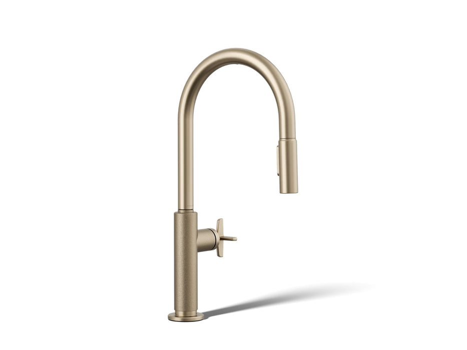 KOHLER K-28669-3 Billet Pull-down kitchen sink faucet with two-function sprayhead, vibrant brushed bronze