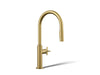 KOHLER K-28669-3 Billet Pull-down kitchen sink faucet with two-function sprayhead, vibrant brushed moderne brass