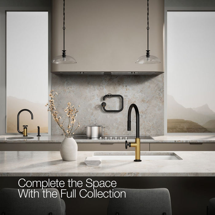 KOHLER K-28669-9 Billet Pull-down kitchen sink faucet with two-function sprayhead
