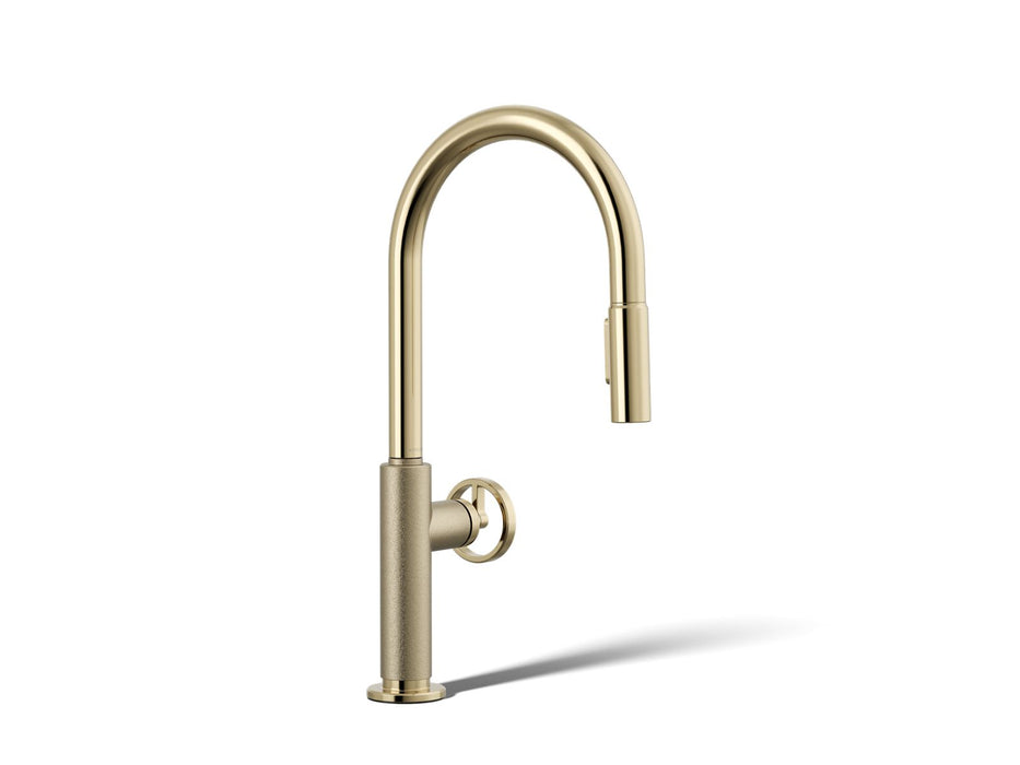 KOHLER K-28669-9 Billet Pull-down kitchen sink faucet with two-function sprayhead, vibrant french gold