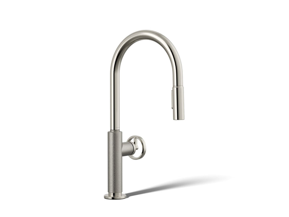 KOHLER K-28669-9 Billet Pull-down kitchen sink faucet with two-function sprayhead, vibrant polished nickel