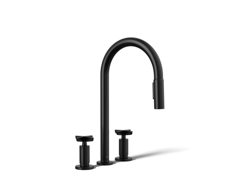 KOHLER K-28671-3 Billet Pull-down kitchen sink faucet with two-function sprayhead, matte black