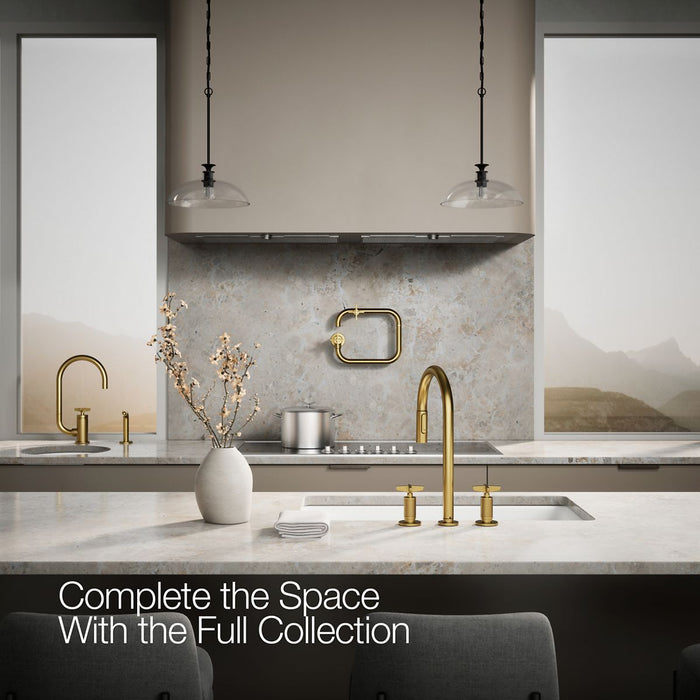 KOHLER K-28671-3 Billet Pull-down kitchen sink faucet with two-function sprayhead, vibrant brushed moderne brass - view 5