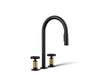 KOHLER K-28671-9 Billet Pull-down kitchen sink faucet with two-function sprayhead, matte black with brushed moderne brass