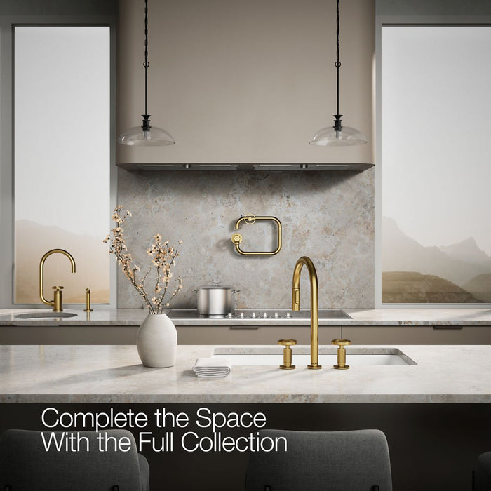 KOHLER K-28671-9 Billet Pull-down kitchen sink faucet with two-function sprayhead, vibrant brushed moderne brass - view 5
