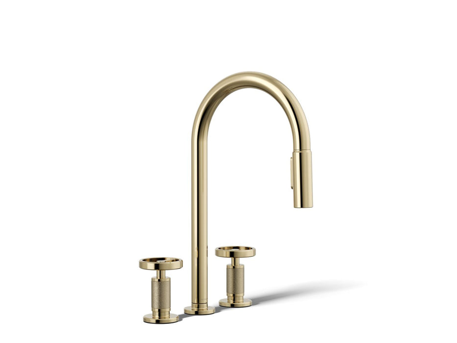KOHLER K-28671-9 Billet Pull-down kitchen sink faucet with two-function sprayhead, vibrant french gold
