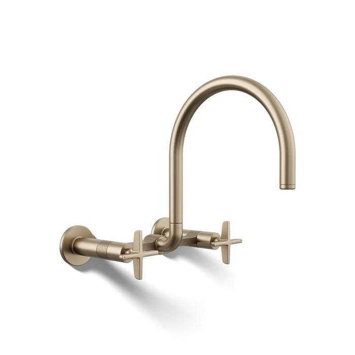 KOHLER K-28672-3 Billet Two-hole wall-mount bridge kitchen sink faucet, vibrant brushed bronze - view 5