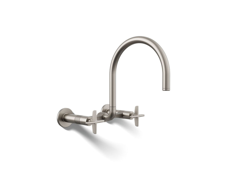 KOHLER K-28672-3 Billet Two-hole wall-mount bridge kitchen sink faucet