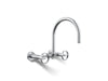 KOHLER K-28672-9 Billet Two-hole wall-mount bridge kitchen sink faucet, polished chrome