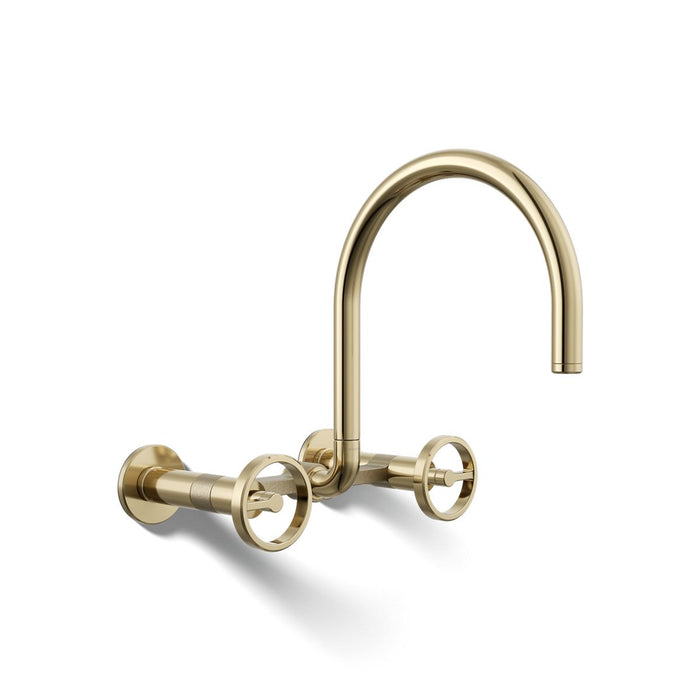 KOHLER K-28672-9 Billet Two-hole wall-mount bridge kitchen sink faucet, vibrant french gold - view 5