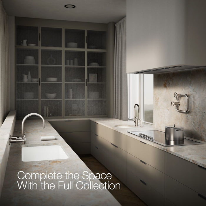 KOHLER K-28672-9 Billet Two-hole wall-mount bridge kitchen sink faucet, vibrant stainless - view 4
