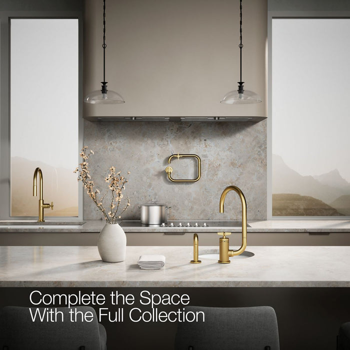 KOHLER K-28675-3 Billet Single-handle bar sink faucet with two-function extended-reach spout and side sprayer